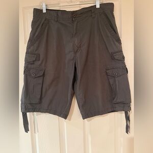 Monument Cargo Shorts Men’s 34 Gray Adjustable Leg Rip Stop Y 2K